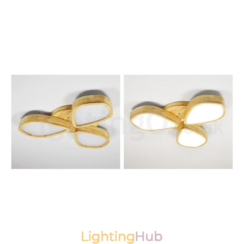 Wood Petal Ceiling Light with Acrylic Shade Ceiling Lamp Nordic Style