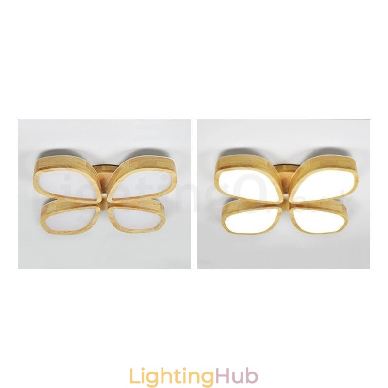 Wood Petal Ceiling Light with Acrylic Shade Ceiling Lamp Nordic Style