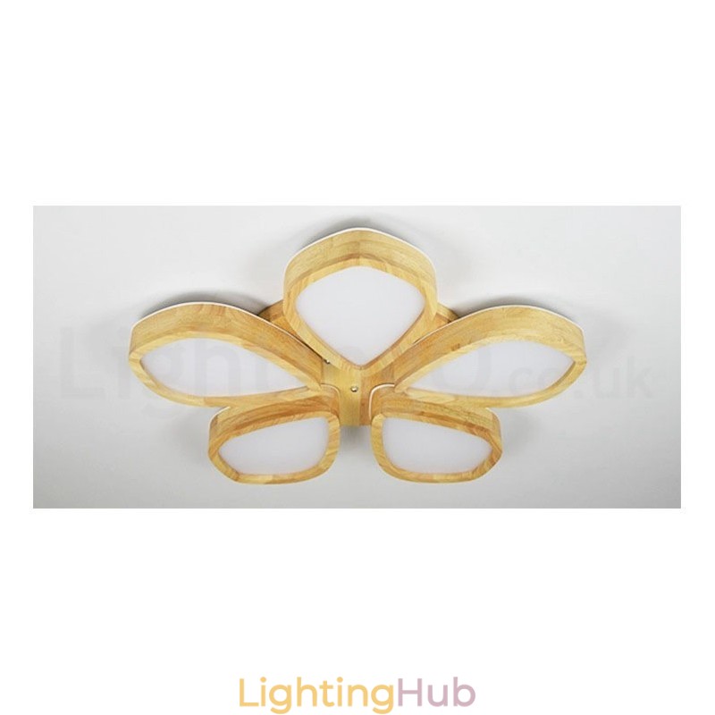 Wood Petal Ceiling Light with Acrylic Shade Ceiling Lamp Nordic Style