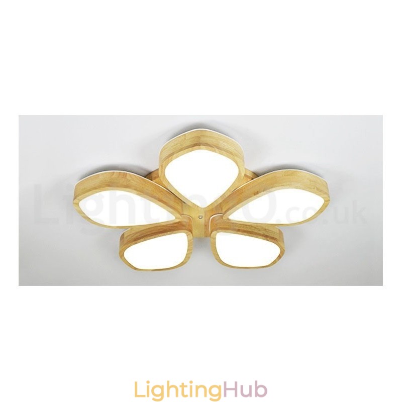 Wood Petal Ceiling Light with Acrylic Shade Ceiling Lamp Nordic Style