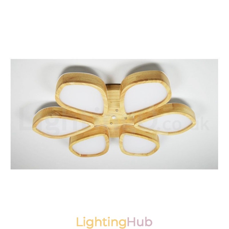 Wood Petal Ceiling Light with Acrylic Shade Ceiling Lamp Nordic Style