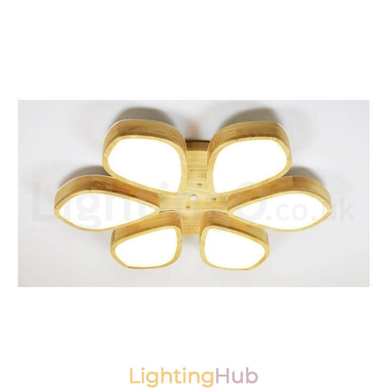 Wood Petal Ceiling Light with Acrylic Shade Ceiling Lamp Nordic Style