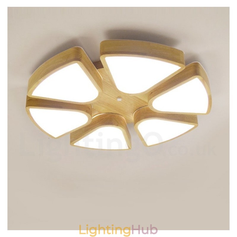 Wood Petal Ceiling Light with Acrylic Shade Ceiling Lamp Nordic Style