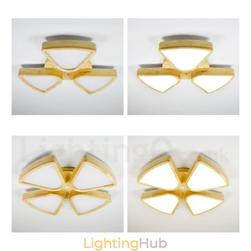 Wood Petal Ceiling Light with Acrylic Shade Ceiling Lamp Nordic Style
