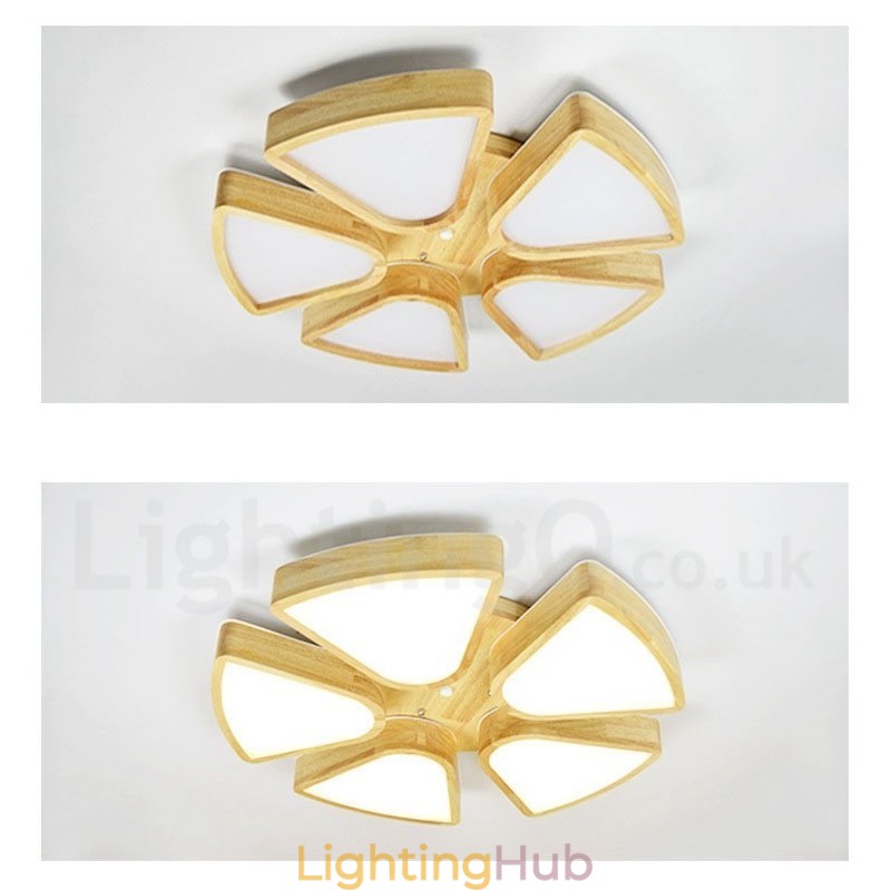 Wood Petal Ceiling Light with Acrylic Shade Ceiling Lamp Nordic Style