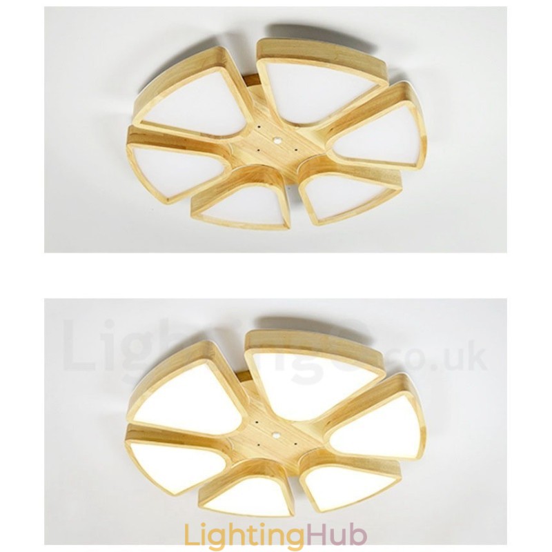 Wood Petal Ceiling Light with Acrylic Shade Ceiling Lamp Nordic Style