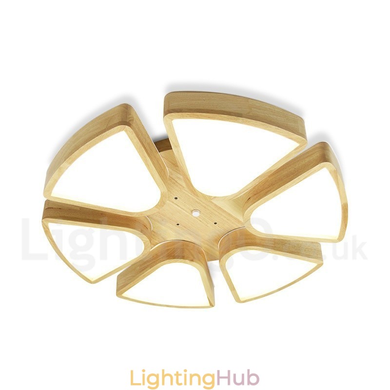 Wood Petal Ceiling Light with Acrylic Shade Ceiling Lamp Nordic Style