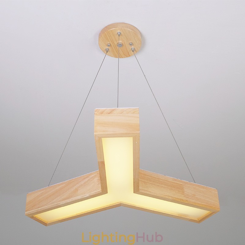 Wood Modern Triangle Pendant Light