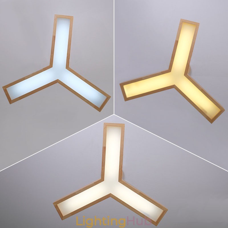 Wood Modern Triangle Pendant Light