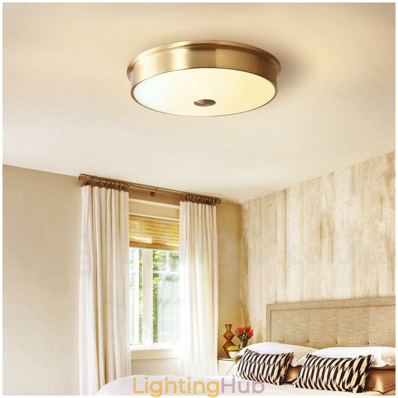Retro Vintage Flush Mount Ceiling Light with Glass Shade