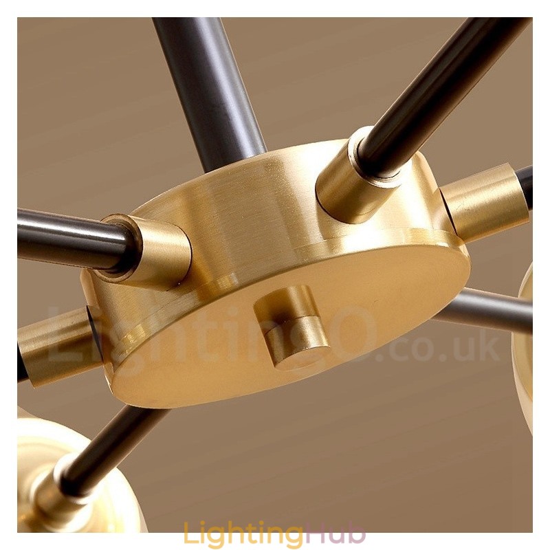 Pure Brass Luxurious Rustic Retro Vintage Brass Pendant Chandelier with Glass Shades