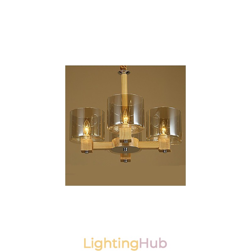 Fashion Pendant lamp Table Wooden Glass Cover