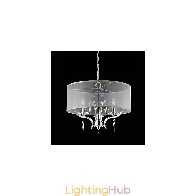 Crystal Modern Pendant with 3 Lights and Semitransparent Shade