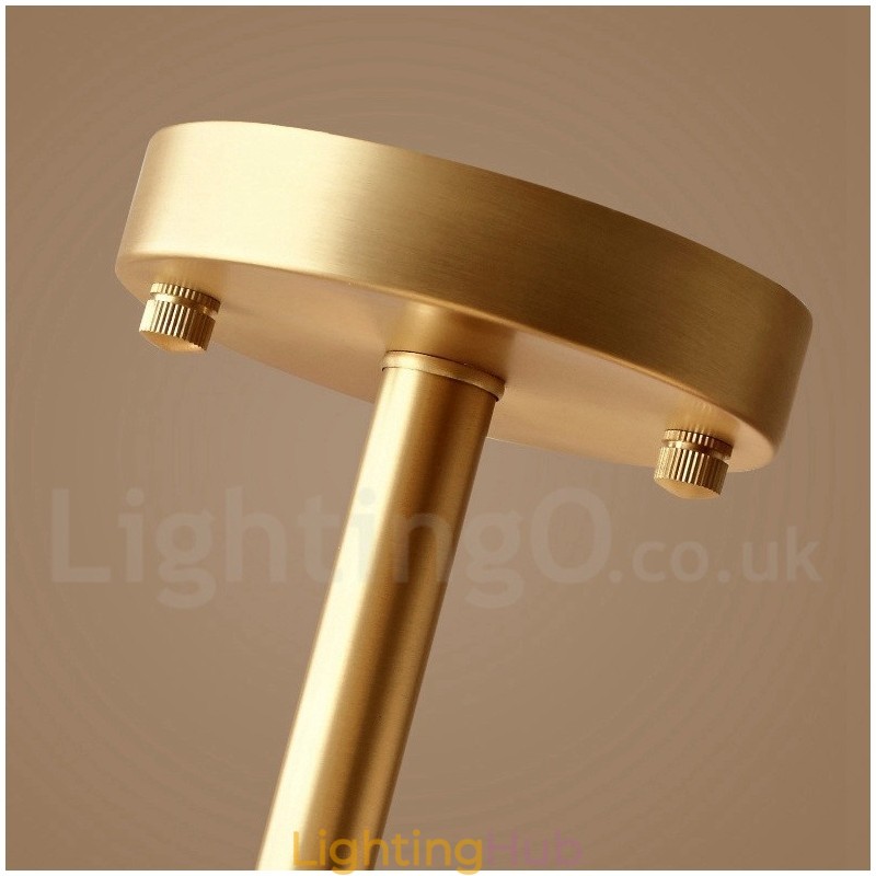 4 Light Pure Brass Modern Contemporary Simple Rustic Retro Vintage Flush Mount Ceiling Light with Glass Shades