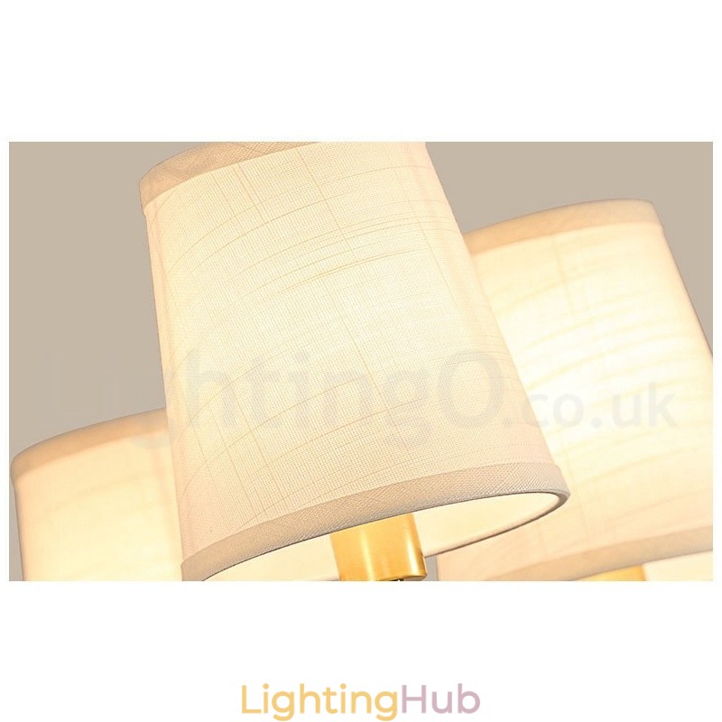 Pure Brass Large Luxurious Rustic Retro Vintage Brass Pendant Chandelier with Fabric Shades