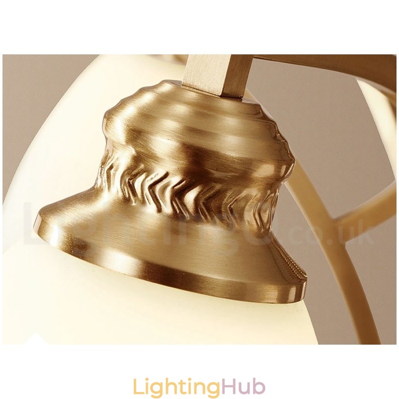 Pure Brass Large Luxurious Rustic Retro Vintage Brass Pendant Chandelier with Glass Shades