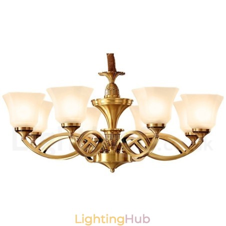 Pure Brass Large Luxurious Rustic Retro Vintage Brass Pendant Chandelier with Glass Shades Pure Brass Large Luxurious Rustic Retro Vintage Brass Pendant Chandelier with Glass Shades