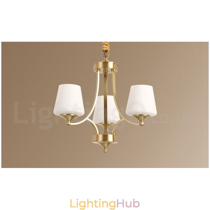 Pure Brass Large Luxurious Rustic Retro Vintage Brass Pendant Chandelier with Glass Shades