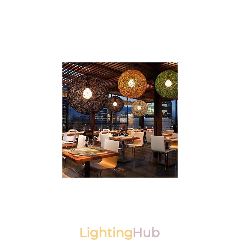 Country Simple Modern lamp Pastoral Rattan Lamp Hemp Ball Chandelier