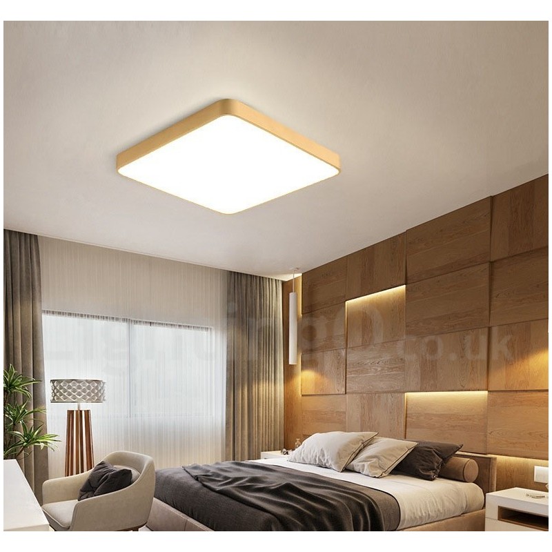 Ultra Thin Square Dimmable Modern Contemporary Nordic Style Flush Mount Brass Ceiling Lights with Acrylic Shade Also Can Be Used As Wall Light