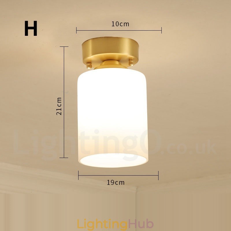 Pure Brass Rustic Lodge Nordic Style Flush Mount Ceiling Lights with Glass Shade