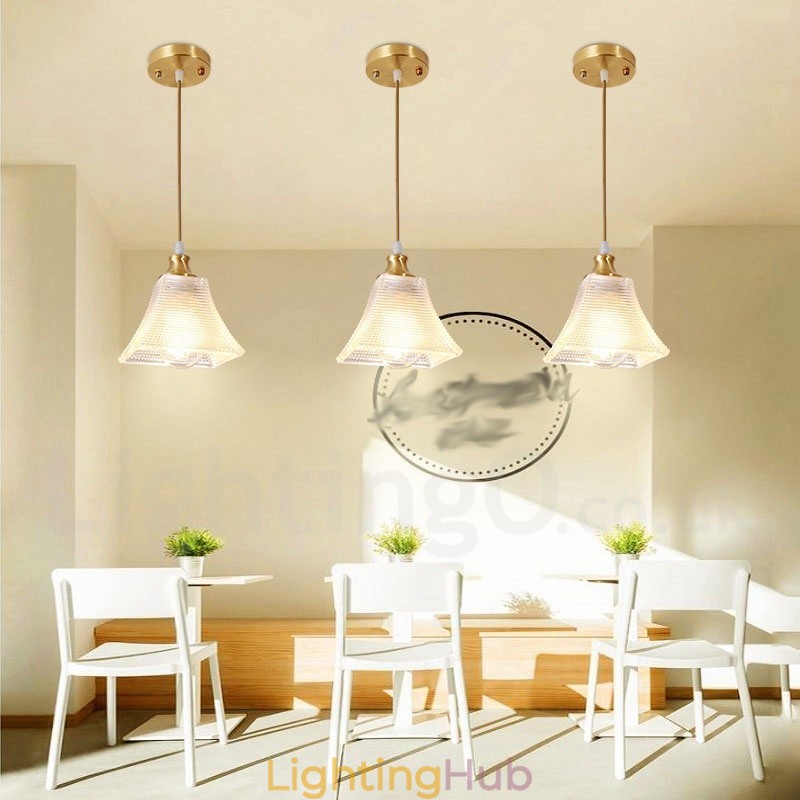 Pure Brass Rustic Lodge Nordic Style Pendant Light with Glass Shade