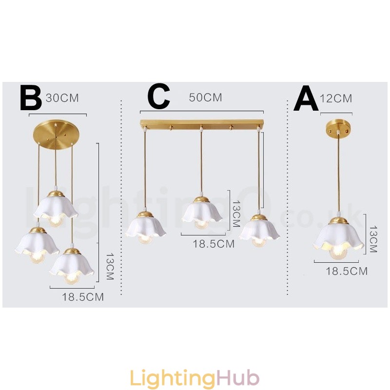 Pure Brass Rustic Lodge Nordic Style Pendant Light with Ceramics Shade