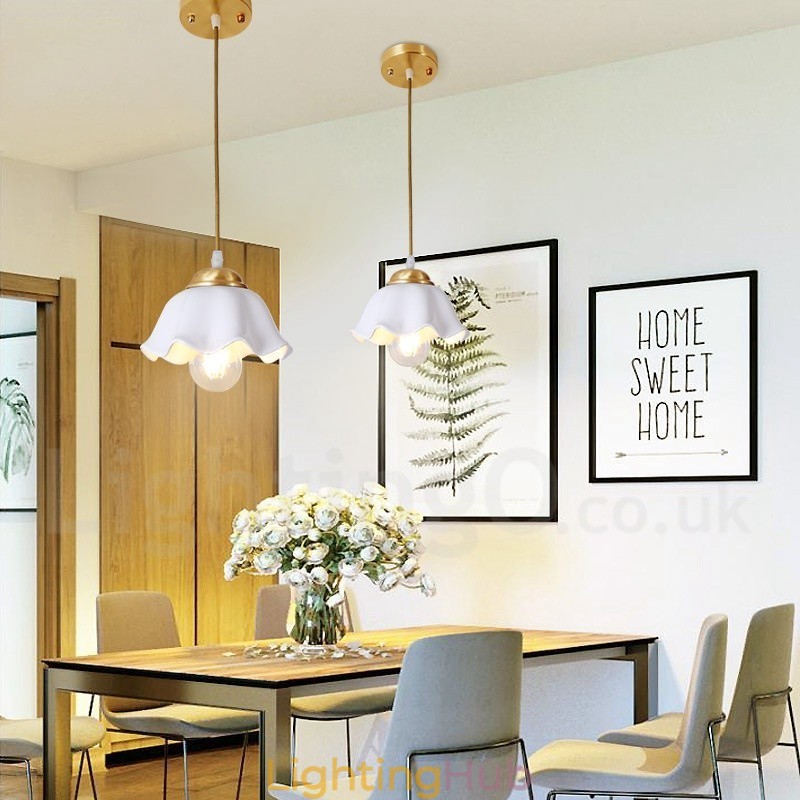 Pure Brass Rustic Lodge Nordic Style Pendant Light with Ceramics Shade