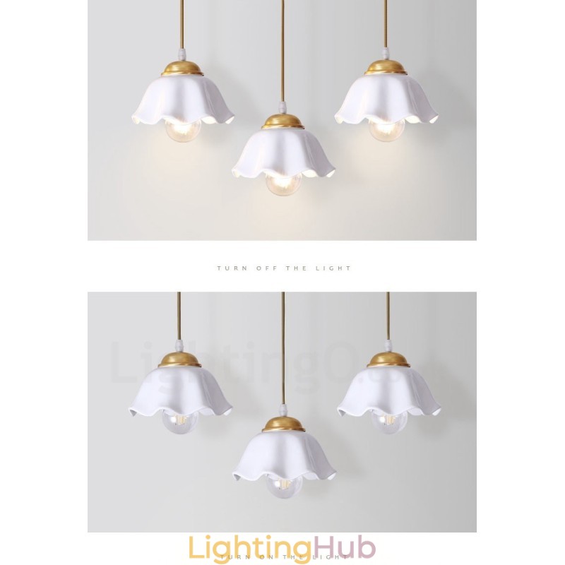 Pure Brass Rustic Lodge Nordic Style Pendant Light with Ceramics Shade