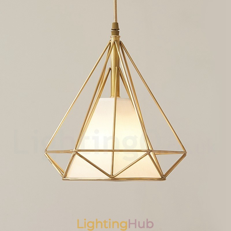 Pure Brass Rustic Lodge Nordic Style Pendant Light with Fabric Shade