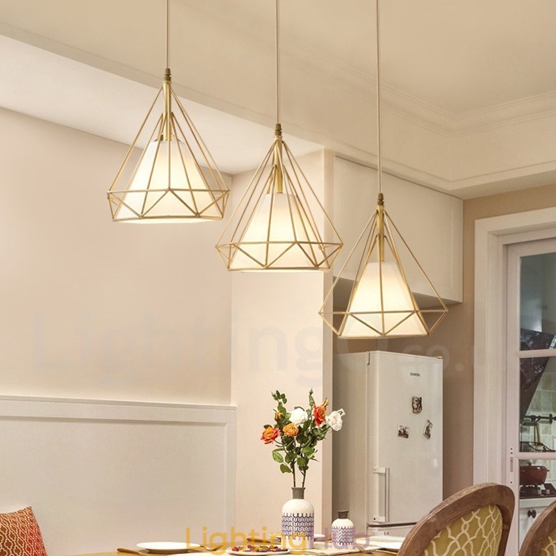 Pure Brass Rustic Lodge Nordic Style Pendant Light with Fabric Shade
