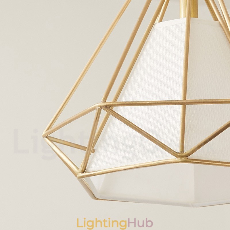 Pure Brass Rustic Lodge Nordic Style Pendant Light with Fabric Shade