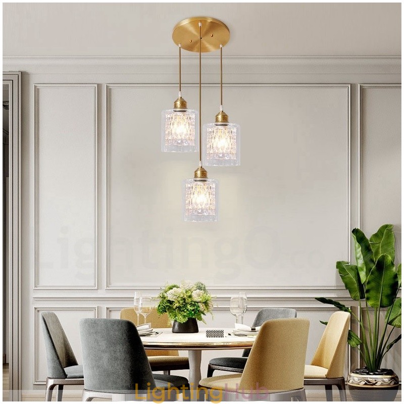 Pure Brass Rustic Lodge Nordic Style Pendant Light with Glass Shade