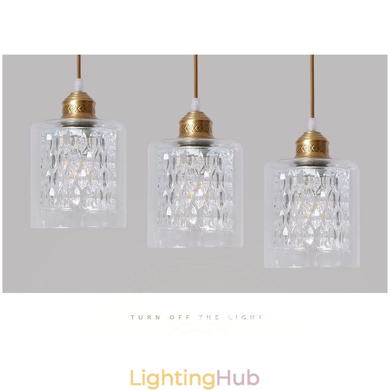 Pure Brass Rustic Lodge Nordic Style Pendant Light with Glass Shade
