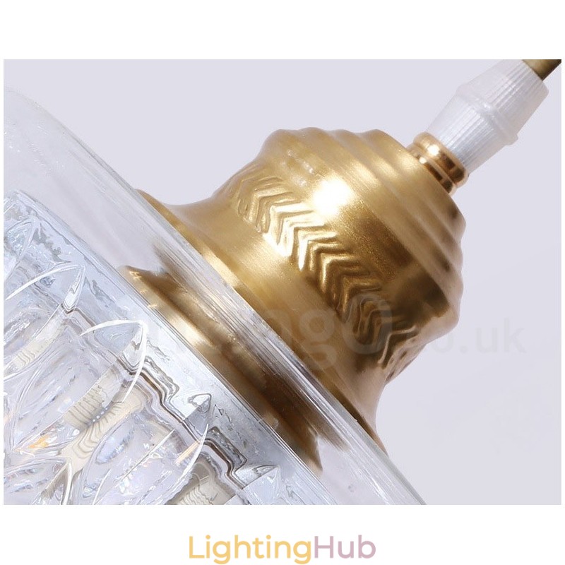 Pure Brass Rustic Lodge Nordic Style Pendant Light with Glass Shade