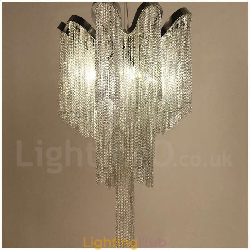Aluminum Tassels Chandelier Designer Pendant Light Silver Colour