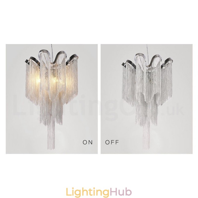 Aluminum Tassels Chandelier Designer Pendant Light Silver Colour