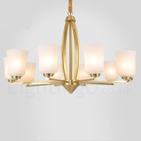Retro Vintage Brass Pendant Chandelier with Glass Shades Retro Vintage Brass Pendant Chandelier with Glass Shades