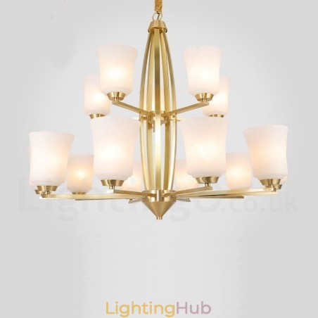 15 Light Pure Brass Large Luxurious Rustic Retro Vintage Brass Pendant Chandelier with Glass Shades 15 Light Pure Brass Large Luxurious Rustic Retro Vintage Brass Pendant Chandelier with Glass Shades