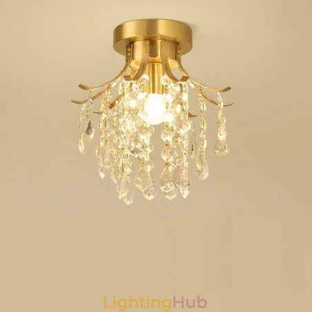 Pure Brass Rustic Lodge Nordic Style Flush Mount Crystal Ceiling Lights Pure Brass Rustic Lodge Nordic Style Flush Mount Crystal Ceiling Lights