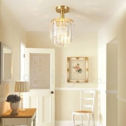 Pure Brass Rustic Lodge Nordic Style Flush Mount Crystal Ceiling Lights