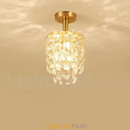Pure Brass Rustic Lodge Nordic Style Flush Mount Crystal Ceiling Lights Pure Brass Rustic Lodge Nordic Style Flush Mount Crystal Ceiling Lights