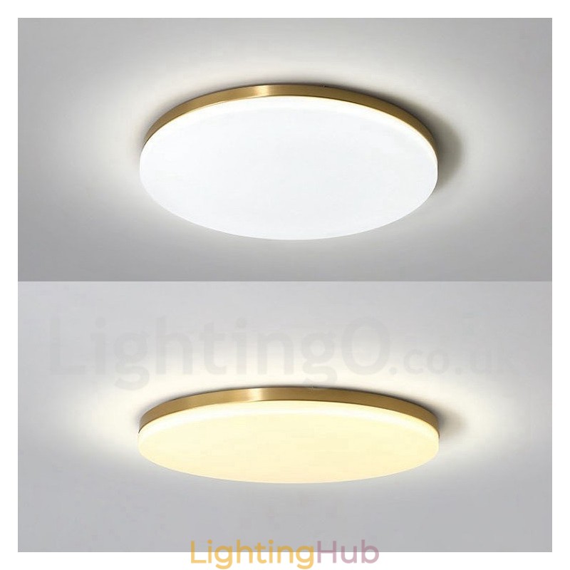 Brass Ultra Thin Round Dimmable Modern Contemporary Nordic Style Flush Mount Ceiling Lights with Acrylic Shade Also Can Be Used As Wall Light