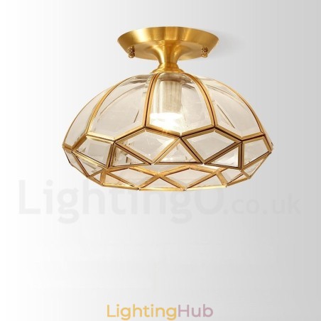 Pure Brass Rustic Lodge Nordic Style Flush Mount Ceiling Light with Glass Shade Pure Brass Rustic Lodge Nordic Style Flush Mount Ceiling Light with Glass Shade