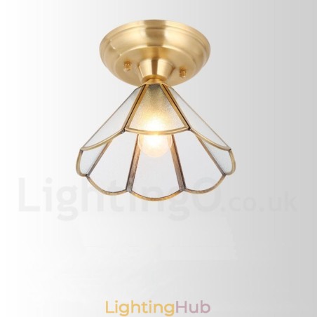Pure Brass Rustic Lodge Nordic Style Flush Mount Ceiling Light with Glass Shade Pure Brass Rustic Lodge Nordic Style Flush Mount Ceiling Light with Glass Shade
