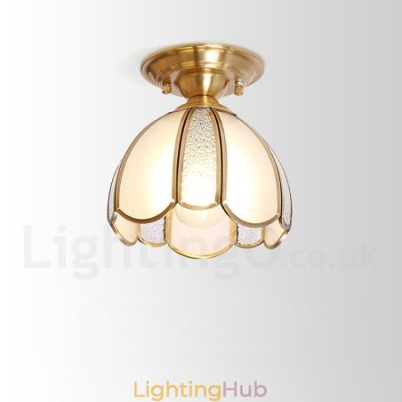Pure Brass Rustic Lodge Nordic Style Flush Mount Ceiling Light with Glass Shade Pure Brass Rustic Lodge Nordic Style Flush Mount Ceiling Light with Glass Shade