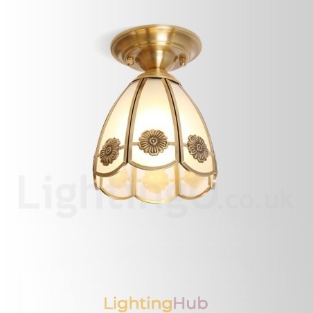 Pure Brass Rustic Lodge Nordic Style Flush Mount Ceiling Light with Glass Shade Pure Brass Rustic Lodge Nordic Style Flush Mount Ceiling Light with Glass Shade