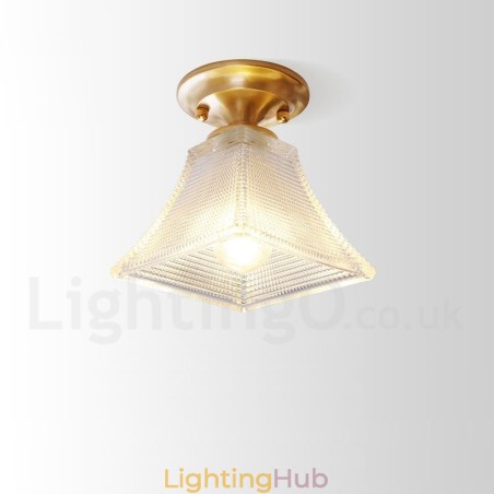 Pure Brass Rustic Lodge Nordic Style Flush Mount Ceiling Light with Glass Shade Pure Brass Rustic Lodge Nordic Style Flush Mount Ceiling Light with Glass Shade