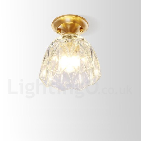 Pure Brass Rustic Lodge Nordic Style Flush Mount Ceiling Light with Glass Shade Pure Brass Rustic Lodge Nordic Style Flush Mount Ceiling Light with Glass Shade