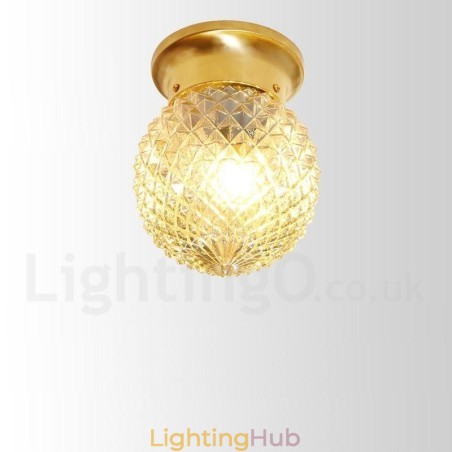Pure Brass Rustic Lodge Nordic Style Flush Mount Ceiling Light with Glass Shade Pure Brass Rustic Lodge Nordic Style Flush Mount Ceiling Light with Glass Shade